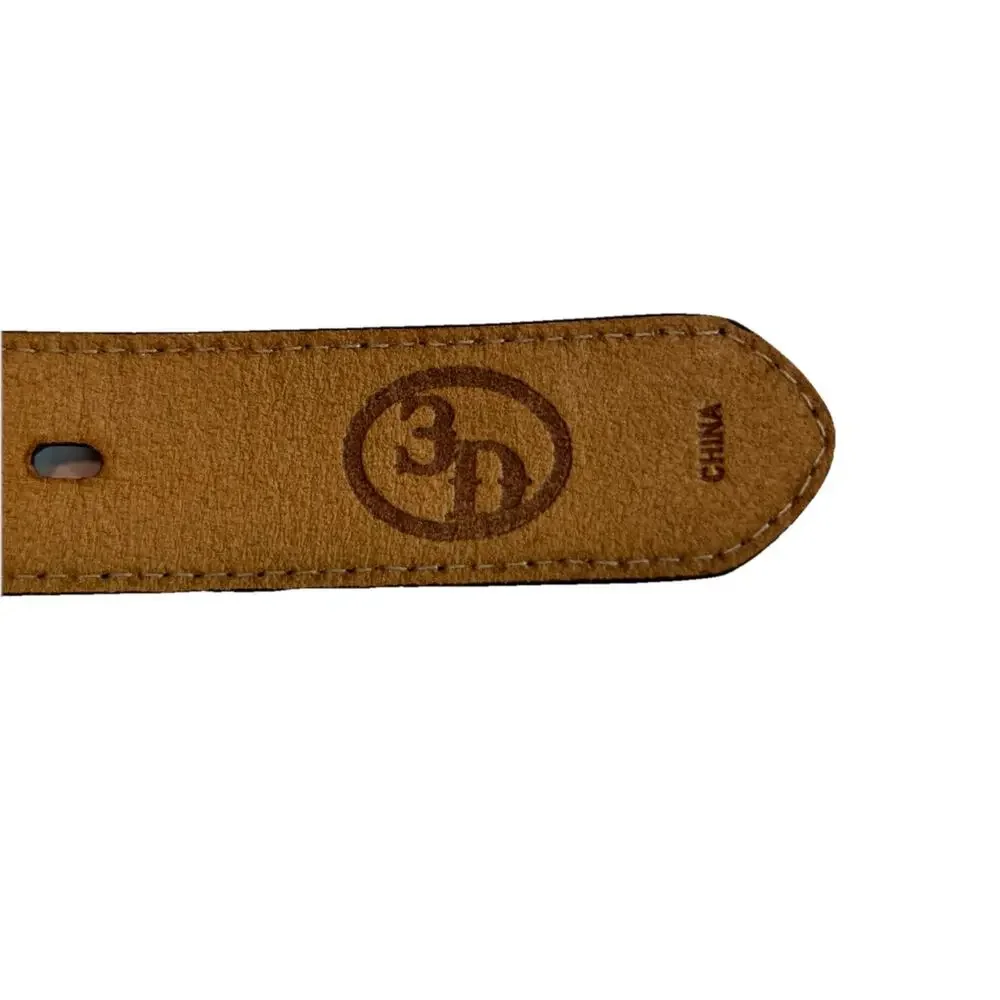 3D Belt Co Youth Kids 24 Hair On Cowhide Belt Bull Rider Buckle Embossed Leather